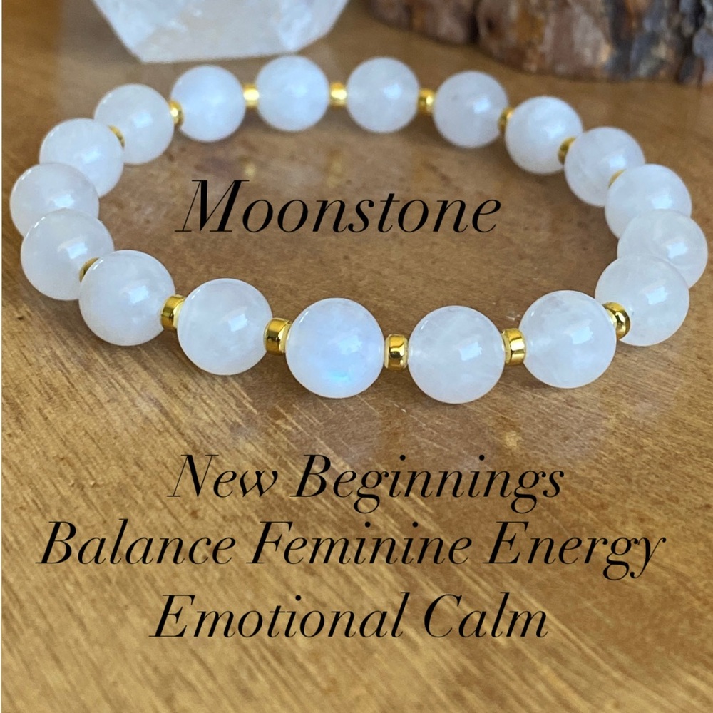 Grade A Moonstone Gemstone Stretch Bracelet - 8mm